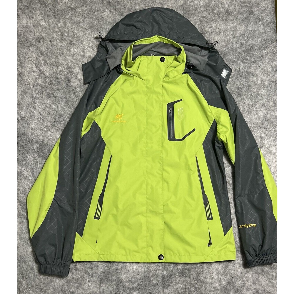 Camdyztop Rain Jacket Womens S Diamond Candy Green Gray Outdoor Water Wind Proof